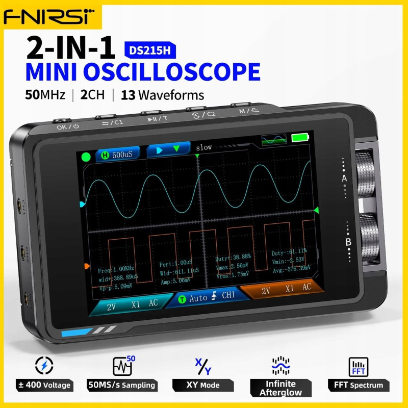 FNIRSI DS215H – 100 MHz 2‑Channel DDS Oscilloscope