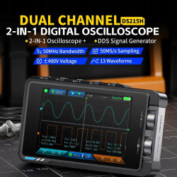 FNIRSI DS215H Oscyloskop cyfrowy z generatorem DDS 2-kanały - 2 sondy High