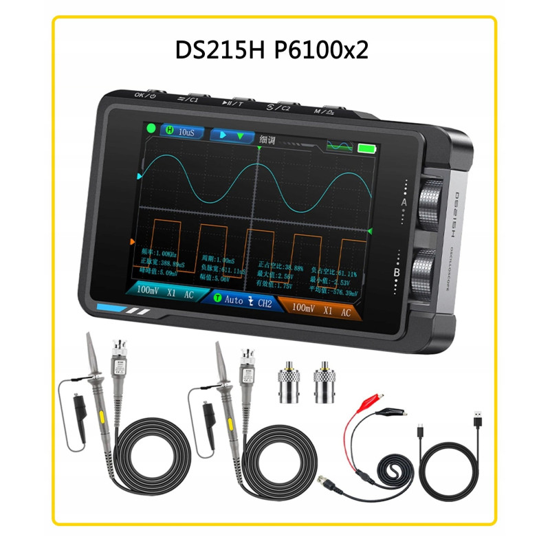 FNIRSI DS215H – 100 MHz 2‑Channel DDS Oscilloscope