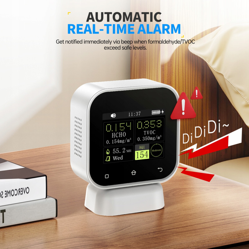 FNIRSI SFD‑02 – monitor jakości powietrza 4w1, detektor HCHO