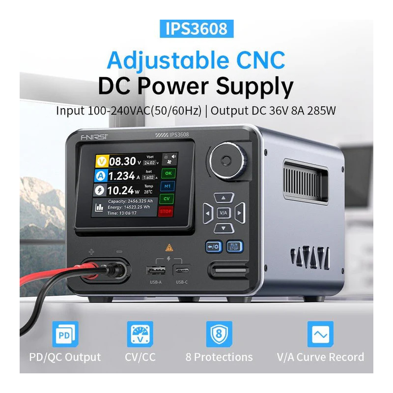 Smart AC‑DC PSU 0–36 V 8 A IPS3608