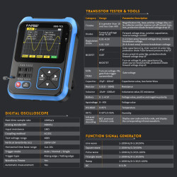 Fnirsi DSO‑TC3 – oscyloskop 500 kHz + generator + tester komponentów (