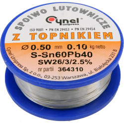 Cyna Cynel 0,5mm 100g z Topnikem Rolka Sn60Pb40