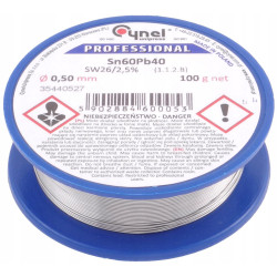 Cyna Cynel 0,5mm 100g z Topnikem Rolka Sn60Pb40
