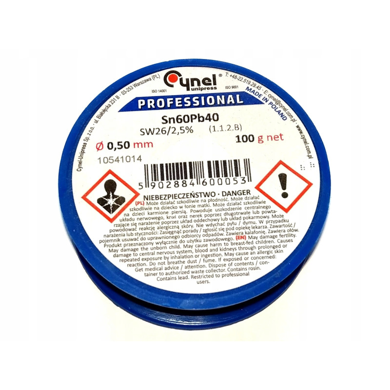 Cyna Cynel 0,5mm 100g z Topnikem Rolka Sn60Pb40