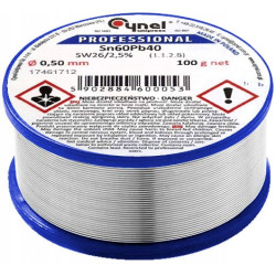 Cyna Cynel 0,5mm 100g z Topnikem Rolka Sn60Pb40
