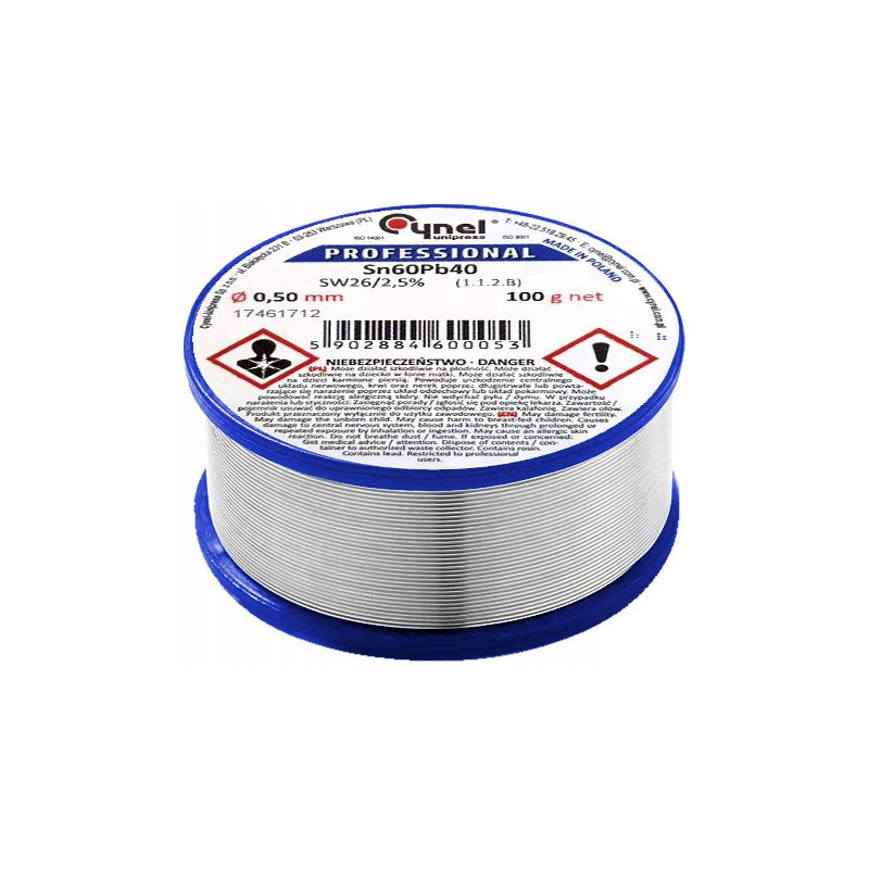 Cyna Cynel 0,5mm 100g z Topnikem Rolka Sn60Pb40