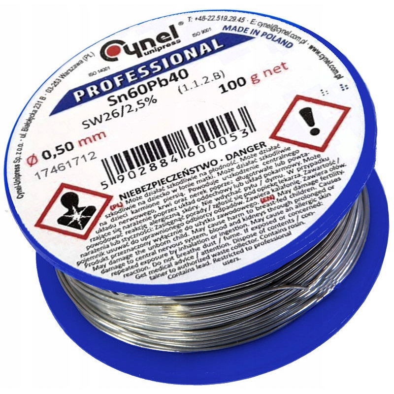 Cyna Cynel 0,5mm 100g z Topnikem Rolka Sn60Pb40