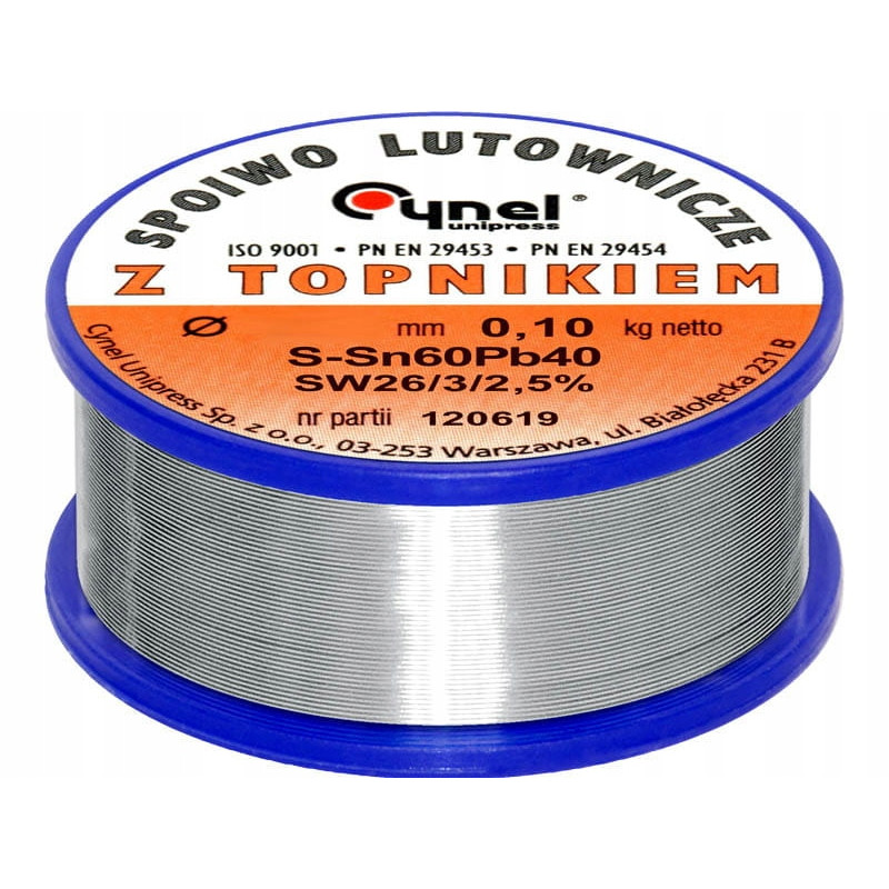 Cyna Cynel 0,5mm 100g z Topnikem Rolka Sn60Pb40