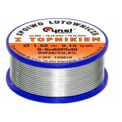Cyna Cynel 1,5mm 100g z Topnikiem Rolka Sn60Pb40