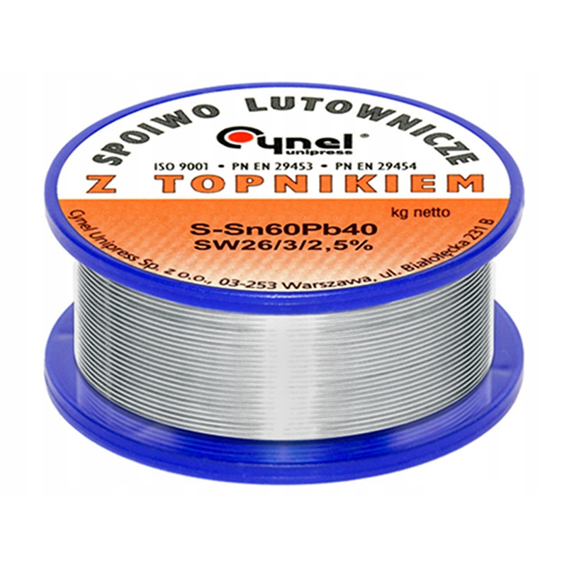 Cyna Cynel 1,5mm 100g z Topnikiem Rolka Sn60Pb40