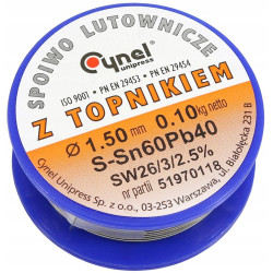 Cyna Cynel 1,5mm 100g z Topnikiem Rolka Sn60Pb40