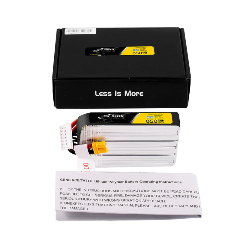 Tattu R-Line 850mAh 6S 95C LiPo XT30 - Długi pakiet do FPV