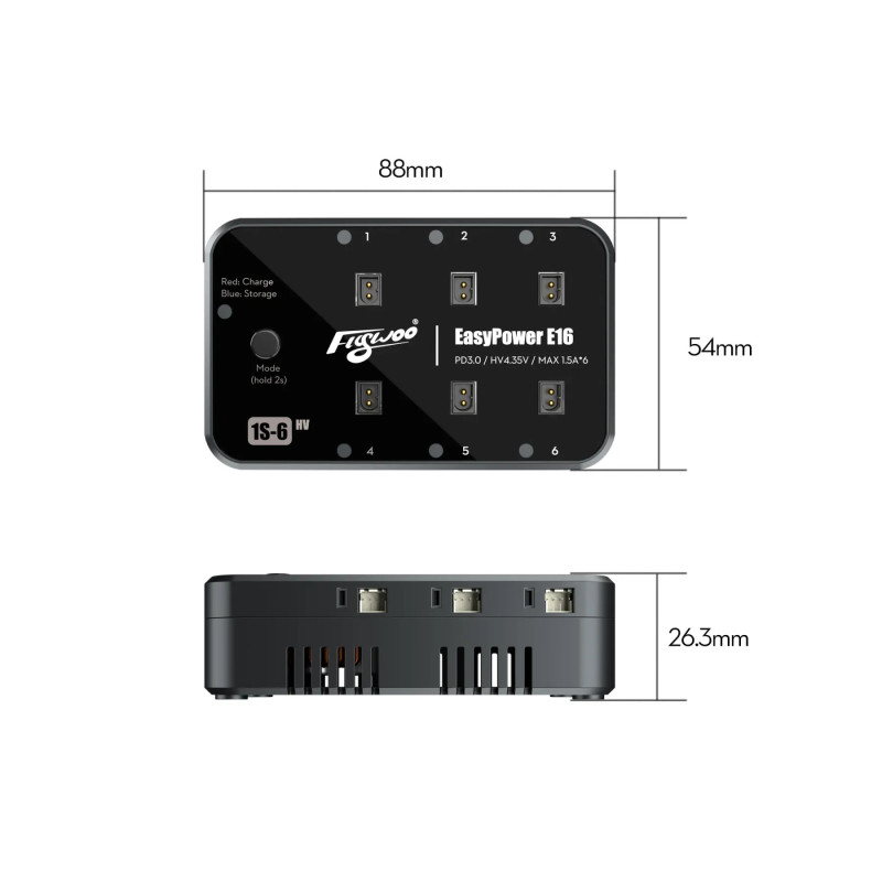 Flywoo EasyPower E16 (1S) / E24 (2S) – LiPo Charger