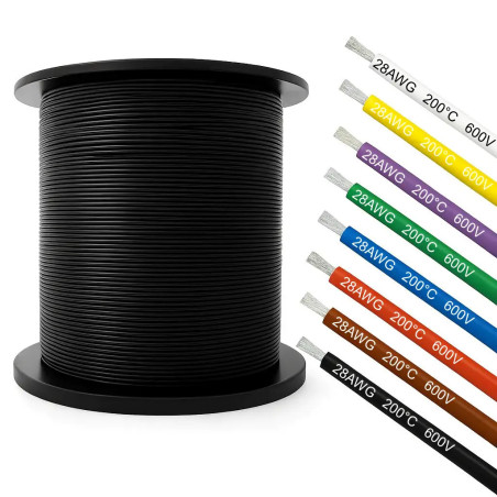 Przewód silikonowy Amass 28AWG – 1m, 8 kolorów