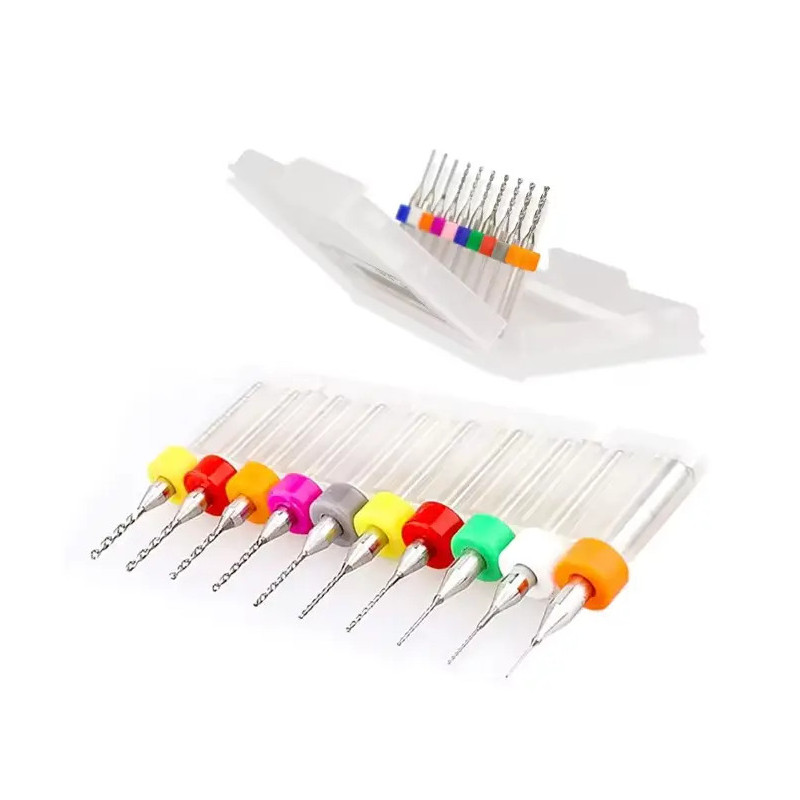 Zestaw 10 mini wierteł PCB 0.1–1.1 mm – elektronika i modelarstwo Zestaw 10 mini wierteł PCB 0.1–1.1 mm – elektronika i modelarstwo