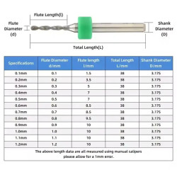Set of 10 mini PCB drill bits 0.1–1.1 mm – electronics & DIY