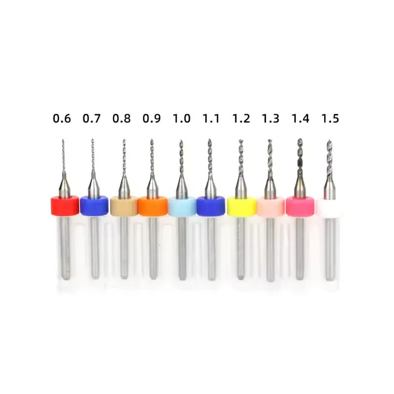 Set of 10× Mini PCB Drill Bits 0.6–1.5 mm – Electronics & DIY