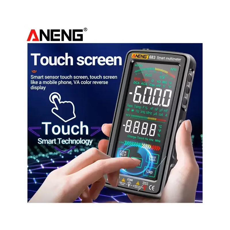 Aneng 683 Digital Multimeter – Touch VA Screen, 6000 Counts