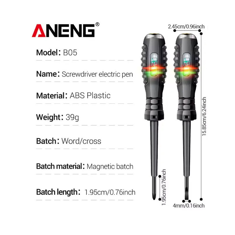 ANENG B18 Voltage Tester – Screwdriver with LED, 12–1000V AC