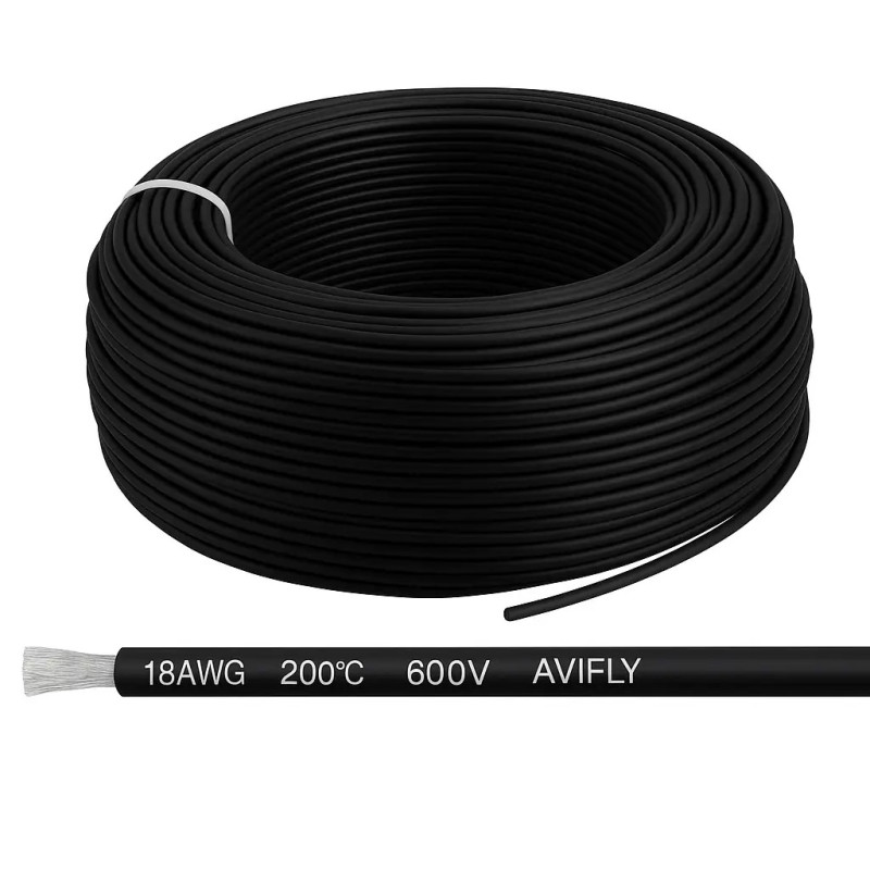 mass 18AWG silicone wire 0.82mm² black – flexible 1m