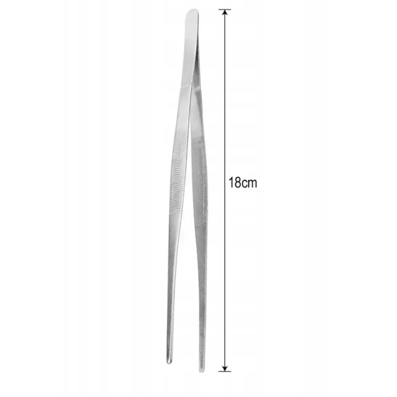 Precision 18 cm stainless steel tweezer with serrated tips