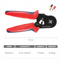 Zaciskarka HSC8 6-4 do tulejek 0,25–10 mm² + 1200 szt. zestaw