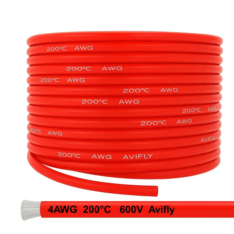 Przewód silikonowy Amass 4 AWG 1 m – elastyczny kabel zasilający