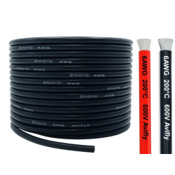 Amass Silicone Wire 6 AWG 1 m – Flexible Cable for FPV Drones, RC and Electronics (black/red)