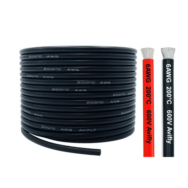 Amass Silicone Wire 6 AWG 1 m – Flexible Cable for FPV Drones, RC and Electronics (black/red)