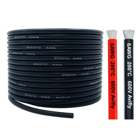 Przewód silikonowy Amass 6 AWG 1 m – elastyczny kabel do dronów FPV, RC i elektroniki (czarny/czerwony)