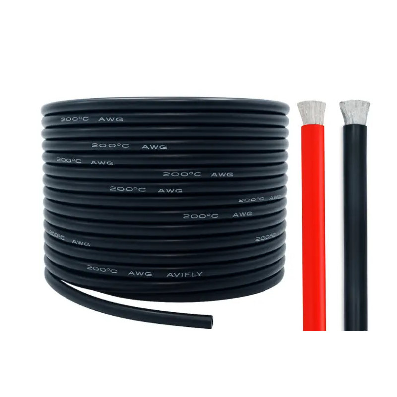 Przewód Silikonowy Amass 8AWG 8,37mm czerwony czarny 1mb