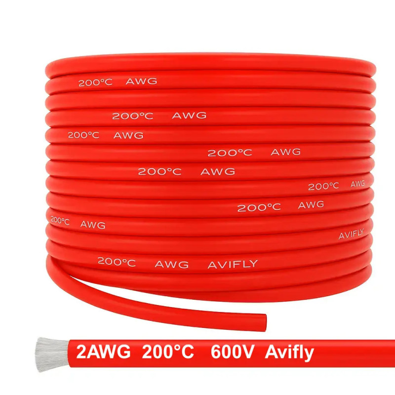 Amass Silicone Wire 2 AWG 1 m – Flexible Power Cable for FPV, RC and Electronics (Red / Black)