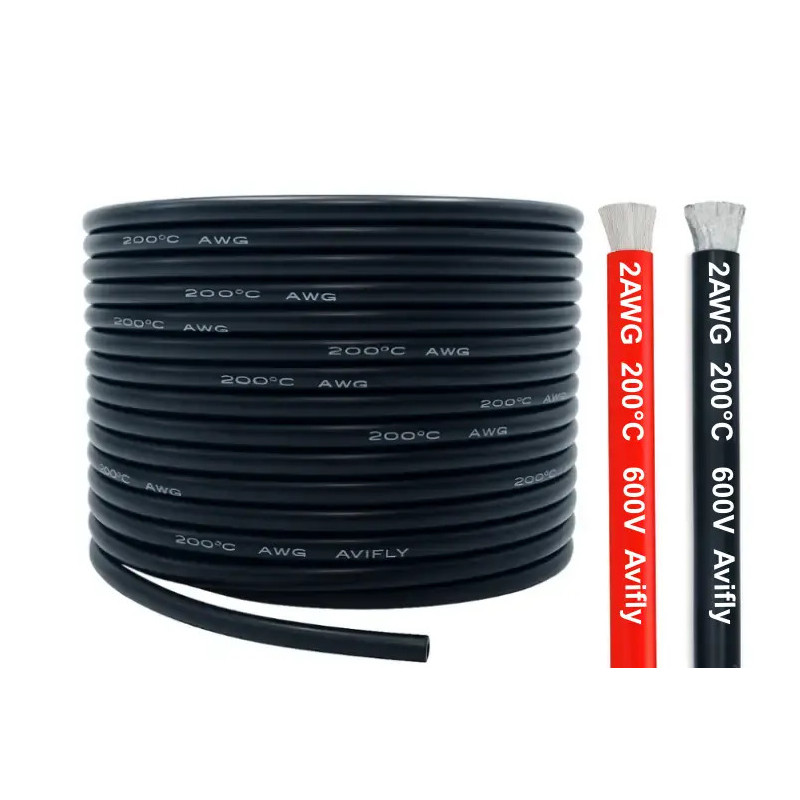 Amass Silicone Wire 2 AWG 1 m – Flexible Power Cable for FPV, RC and Electronics (Red / Black)