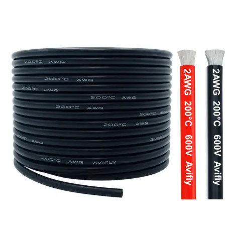 Amass Silicone Wire 2 AWG 1 m – Flexible Power Cable for FPV, RC and Electronics (Red / Black)