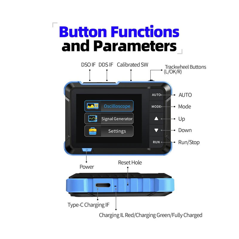 FNIRSI DSO-153 Digital Oscilloscope 1MHz 5MS/s 2-in-1 Signal Generator