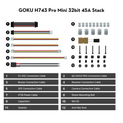 Flywoo GOKU H743 PRO Mini 45A 32Bit Stack dla DJI O4 / O4 Pro