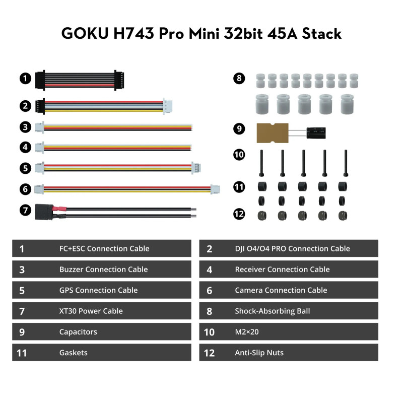 Flywoo GOKU H743 PRO Mini 45A 32Bit Stack dla DJI O4 / O4 Pro