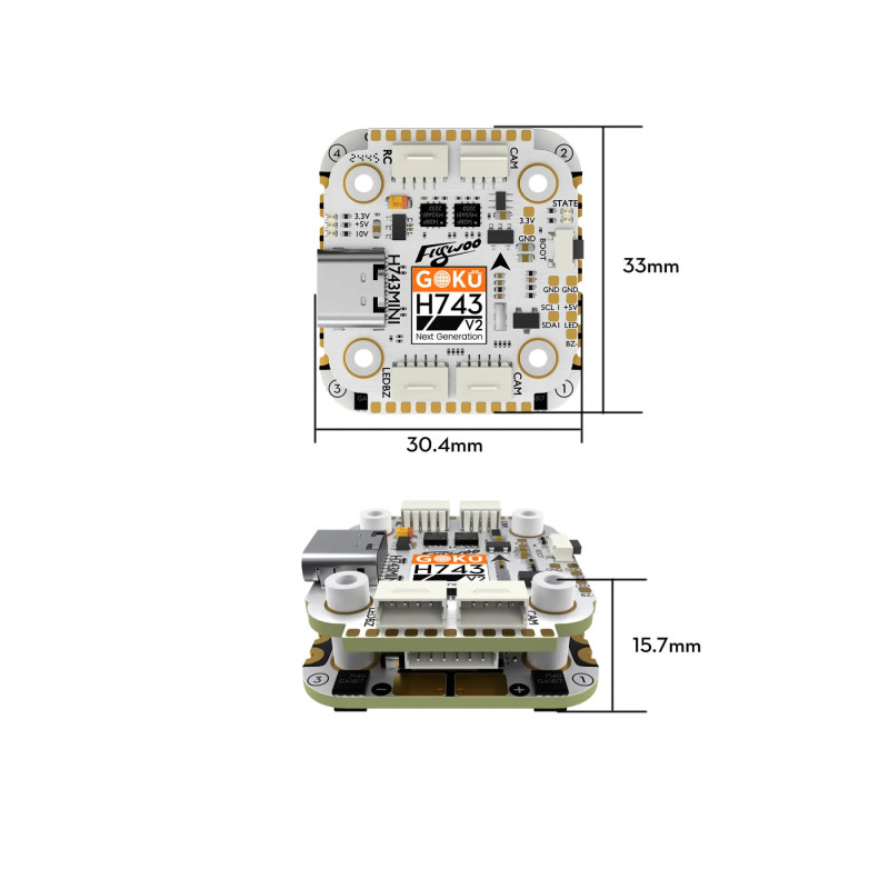 Flywoo GOKU H743 PRO Mini 45A 32Bit Stack dla DJI O4 / O4 Pro