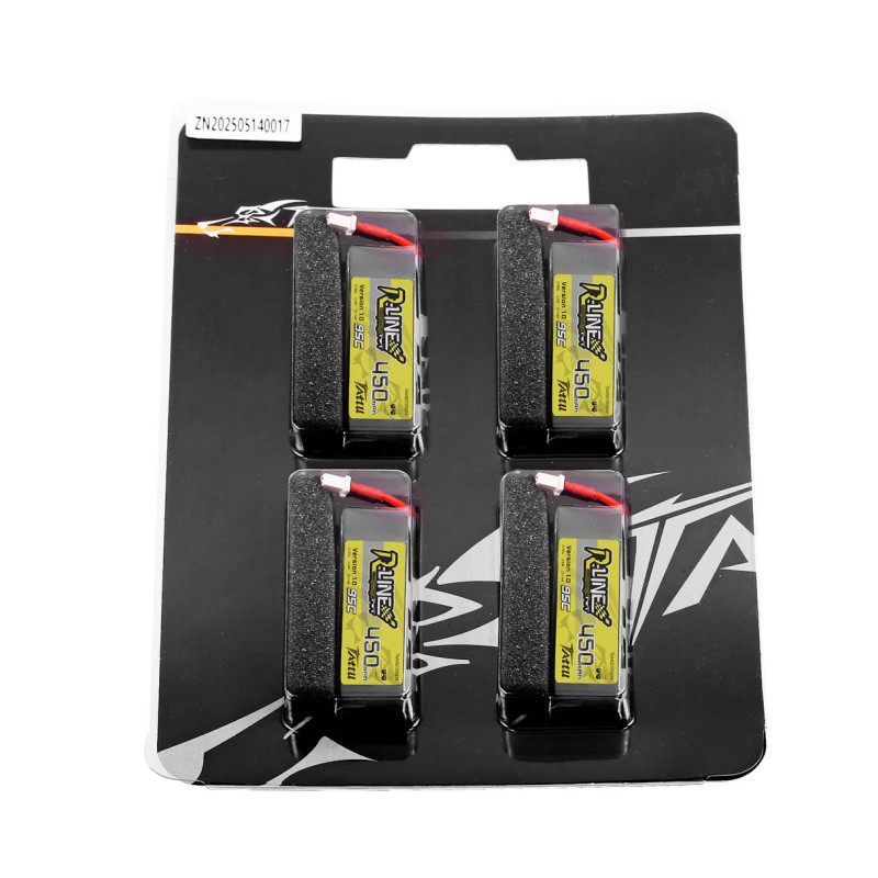 Tattu R-Line 450mAh 1S 95C HV LiPo BT2.0 - 4 sztuki