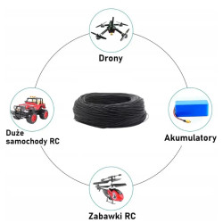Przewód silikonowy Amass 22AWG – 1m, 8 kolorów