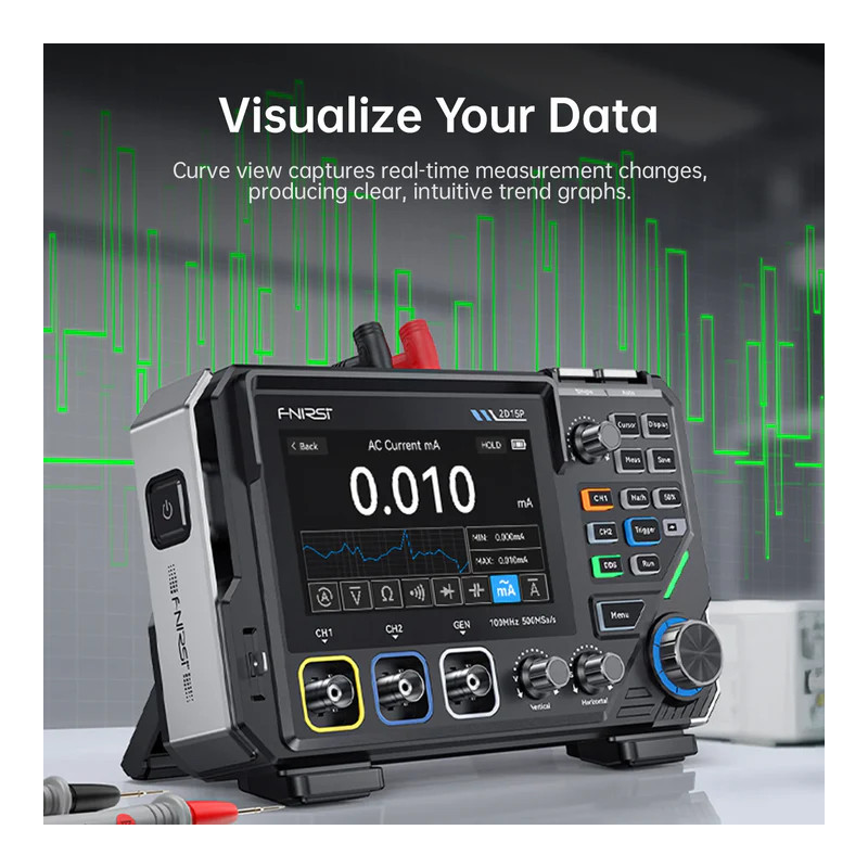 FNIRSI 2D15P 3-in-1 Oscilloscope 100 MHz + True RMS Multimeter 10 MHz
