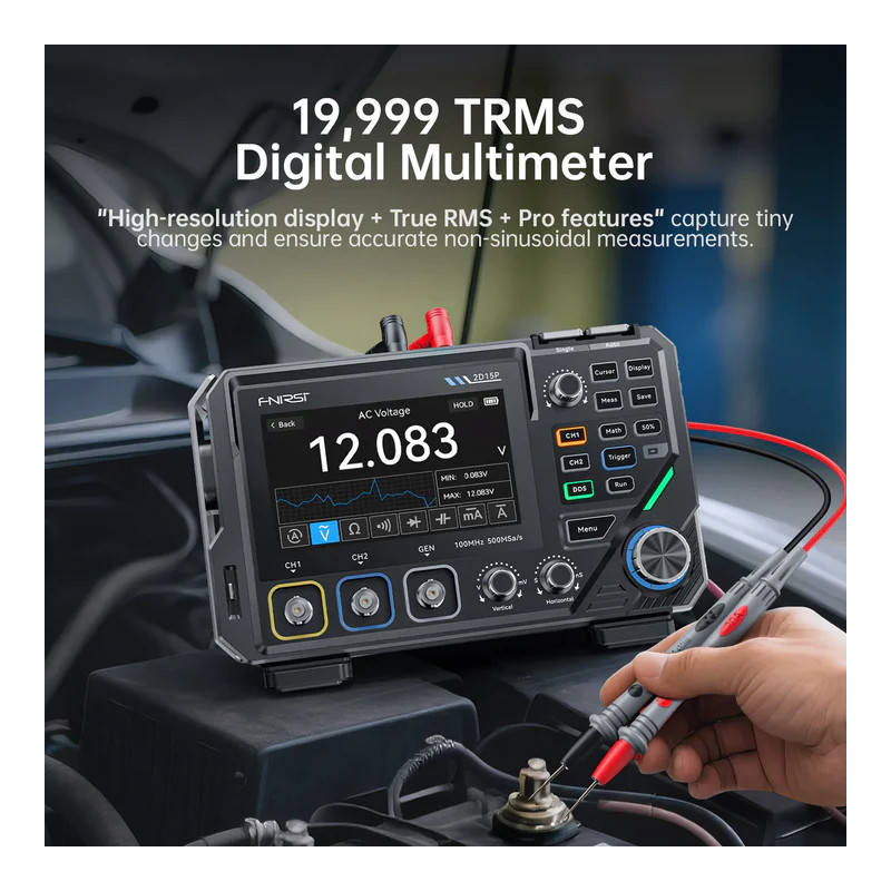 FNIRSI 2D15P 3-in-1 Oscilloscope 100 MHz + True RMS Multimeter 10 MHz