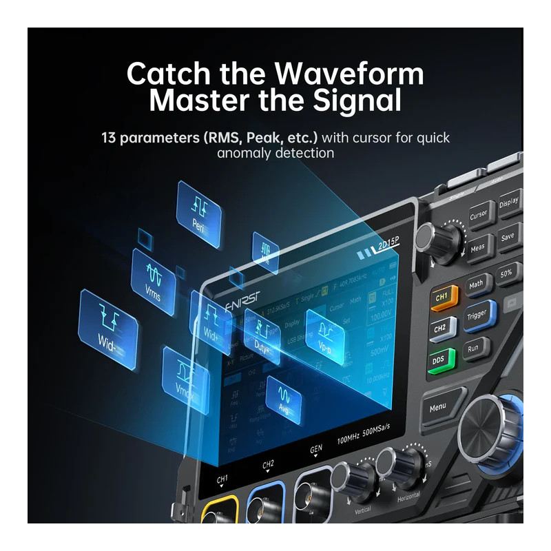 FNIRSI 2D15P 3-in-1 Oscilloscope 100 MHz + True RMS Multimeter 10 MHz