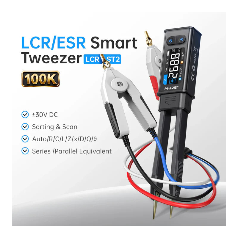 FNIRSI LCR-ST2 LCR ESR Meter Tweezers/Kelvin — Standard / Plus