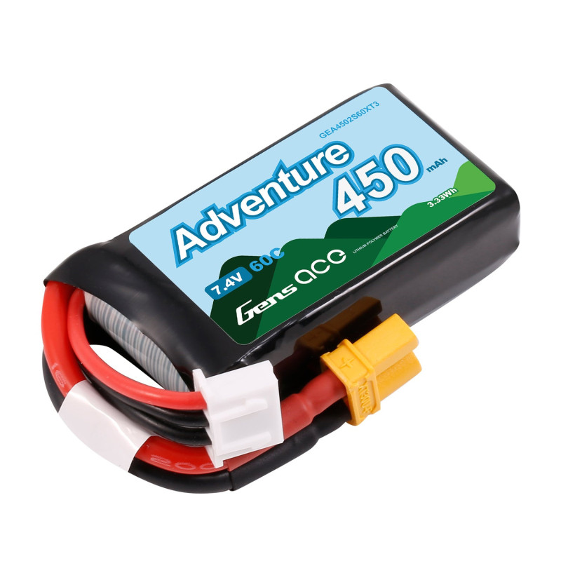 Gens ace Adventure 450mAh 2S 60C LiPo XT30 - do Axial 1/24 SCX24