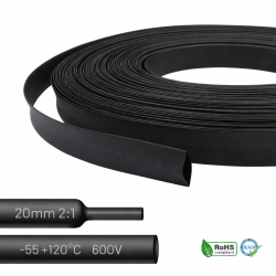 Rurka koszulka termokurczliwa 20mm czarna 2:1