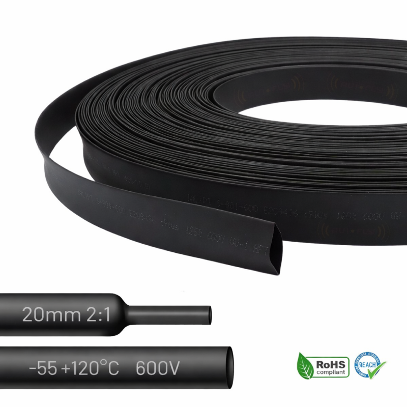 Rurka koszulka termokurczliwa 20mm czarna 2:1