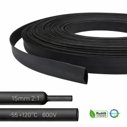 Rurka koszulka termokurczliwa 15mm czarna 2:1