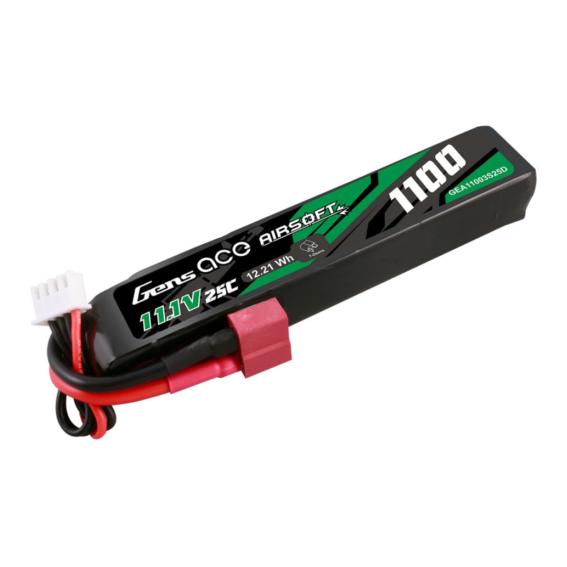 Gens ace 1100mAh 11.1V 25C Airsoft LiPo T-Plug